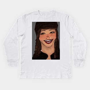 sketched portrait Kids Long Sleeve T-Shirt